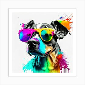 Colourful Dog Sunglasses (2) Art Print