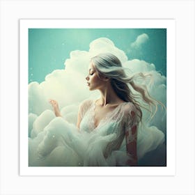 Firefly Girl, Clouds, Ethereal, Dreamy, Surreal, Airy, Mystical, Celestial, Fantasy, Delicate, Grace (8) Art Print