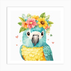 Floral Baby Parrot Nursery Illustration (17) Art Print
