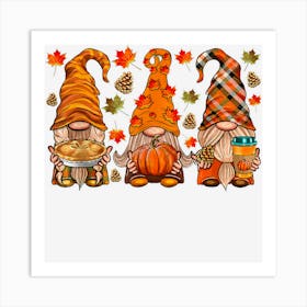 Fall Gnome Autumn Leaves Thanksgiving Gnome Matching Art Print