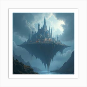 A Grand, Floating Citadel With Crystal Spires Amidst Stormy Clouds 1 Art Print