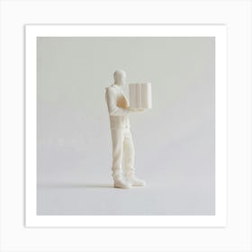 Man Holding A Box 1 Art Print