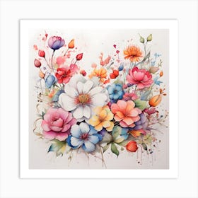 Watercolor Flowers 1 Art Print