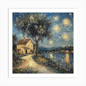 Starry Night Over Venice Van Gogh Inspired Art Print