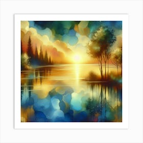 Sunset By The Lake Art Print