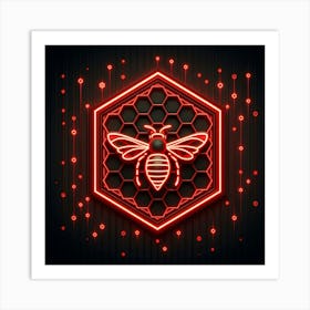 Neon Bee Sign Vector Illustration Art Print