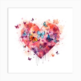 Heart With Butterflies Art Print