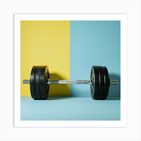 Two Dumbbells On A Colorful Background Art Print