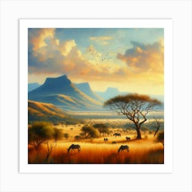 Sunset In The Savannah Art Print