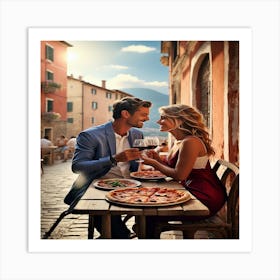 Couple Having A Romantic Dinner Art Print