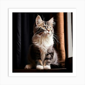 Cat Sitting In Window Art Print