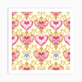 Pink Hearts Art Print