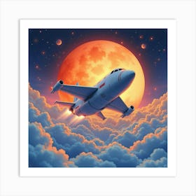 Watercolor Shuttle Against A Vivid Cosmic Horizon 1 Art Print