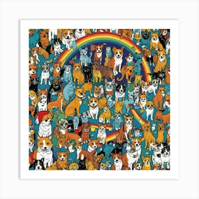 Rainbow Dogs Art Print