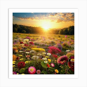 Wildflowers At Sunset Art Print