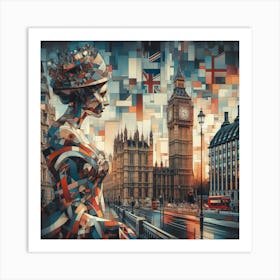 Abstract Art English lady in London Art Print