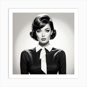 Lady In Black And White Art Print