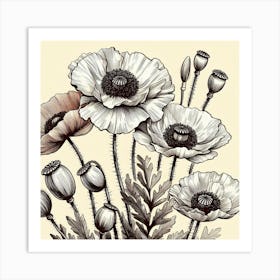 Poppy flowers 2 Art Print