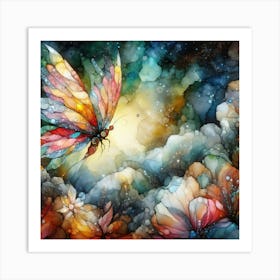 Butterfly Fantasy in Colourful Ink III Art Print