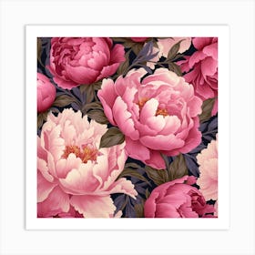 Pink Peony Seamless Pattern 4 Art Print