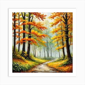 Forest In Autumn In Minimalist Style Square Composition 32 Poster