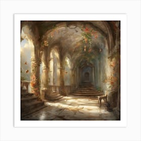 Hallway In An Old Castle Art Print