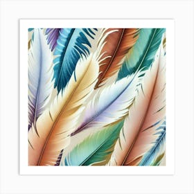 Feathers abstract painting art Art Print