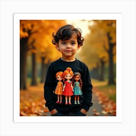 Portrait Of A Child In Autumn 1 Poster