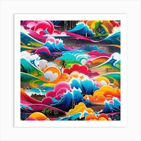 Colorful Ocean Waves Art Print