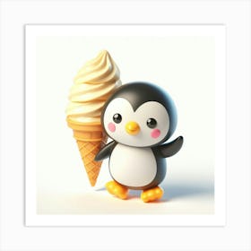 Ice Cream Penguin Art Print