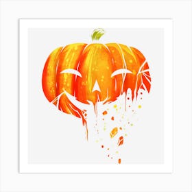 Jack O Lantern Carved Pumpkin Falling Into Pieces Halloween Art Print