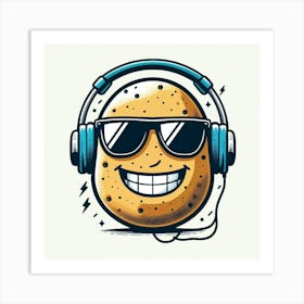 Potato With Headphones Art Print