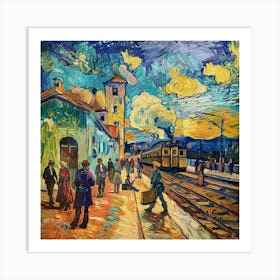 Van Gogh Style: Rail Station at Arles. 3 Art Print