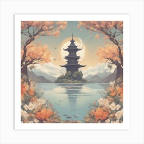 A Serene Depiction Of A Kopfstand , Surrounded By Elements Of Nature (E Art Print