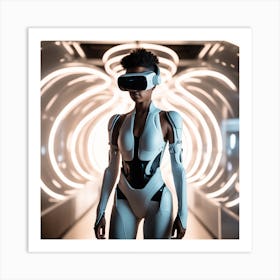 Futuristic Woman In Vr Headset 1 Art Print