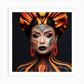 Asian Woman With Colorful Makeup Art Print
