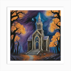 Church By Night Art Print