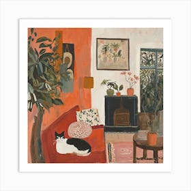 Cat In The Living Room Art Print