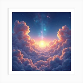 Watercolor Glowing Cosmic Clouds Reflecting Light From A Distant Star 1 Art Print