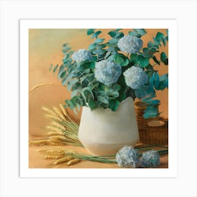 Hydrangeas In A Vase Art Print