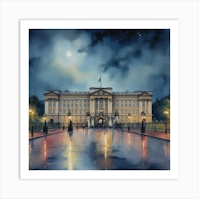 London Buckingham Palace At Night Art Print