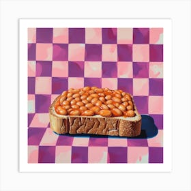 Beans On Toast Pastel Checkerboard 2 Art Print