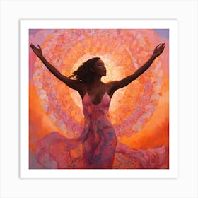 Woman In A Pink Dress Art Print