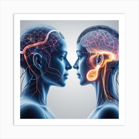 Two Women With Brains Art Print