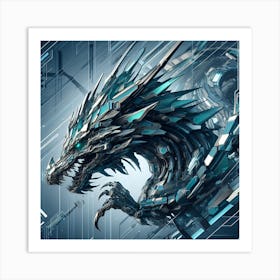 Robotic Dragon Head Art Print