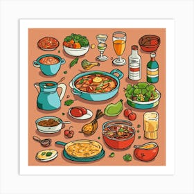 Illustration Of Food For Website Recipes Icon Draw (3) Art Print