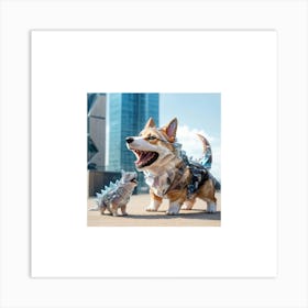 Dog Dressed As A Dinosaur Art Print