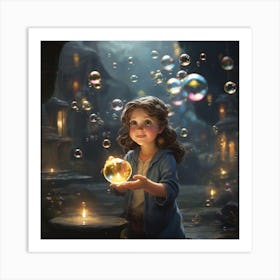 Little Girl With Bubbles Art Print