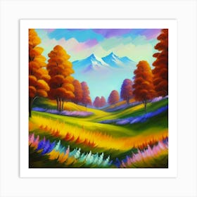 Magnificent forest meadows oil painting abstract painting art 2 Art Print