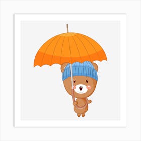 Teddy Bear With Umbrella Art Print